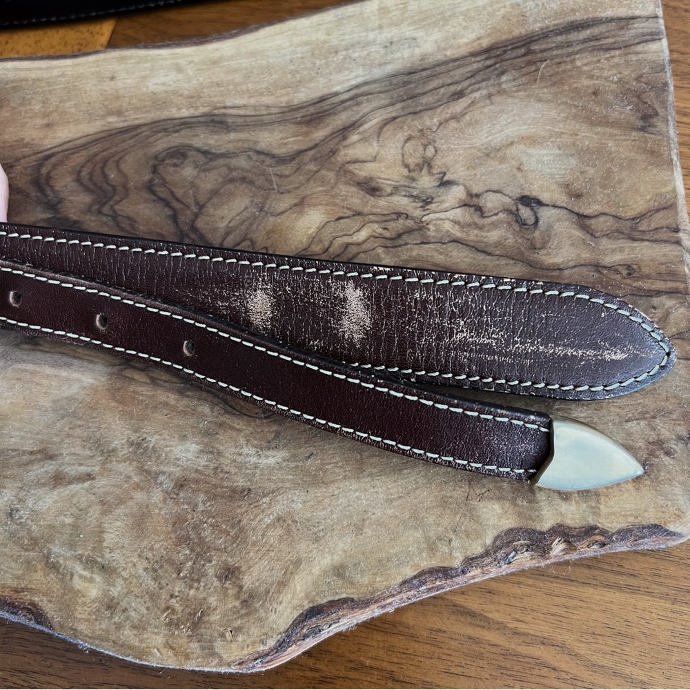 100% LEATHER GOLD AND DARK BROWN VINTAGE BELT #0313 - Picture 5 of 6